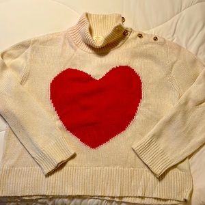 Fun and fabulous Kate Spade red heart mock turtleneck sweater.